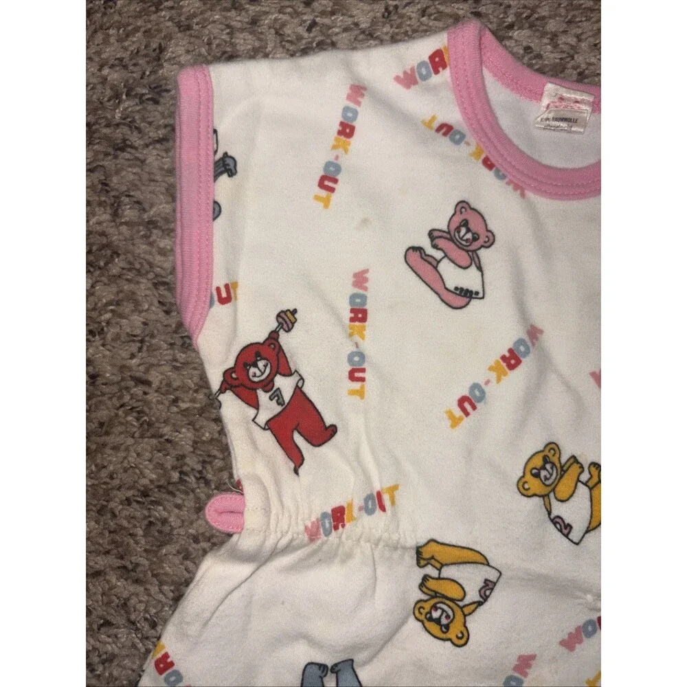Vintage 80s Baby Dress Bears Rainbow Workout 6-12m Infant Retro Nostalgic